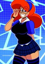 1girls 2025 artist_name ass atomickingboo big_ass big_breasts breasts clothed clothed_female clothing ear_ring earrings english english_text female female_focus female_only freckles freckles_on_face freckles_on_thighs fully_clothed fully_clothed_female ginger ginger_hair glasses headband light-skinned_female light_skin nerd nerdy nerdy_female oc orange_hair orange_hair_female original original_character pierced_ears piercing piercings schoolgirl skirt solo solo_female solo_focus stockings terra_mandrile text the_besties_(atomickingboo) thick_thighs thighs wristband