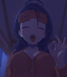 ai_generated dark_blue_hair ecchi fellatio_gesture miside mita nipples rule_34 sexy sleepy_mita vitalikmk2 white_skin