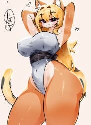 anthro ass breasts cat_ears cat_tail feline female female_focus female_only fur furry large_breasts sideboob theguiarts thick_thighs thighs underboob