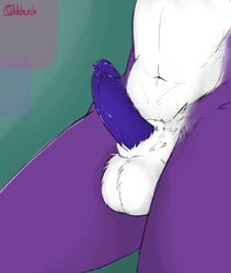 2017 anthro balls canine erection fox fur humanoid_penis hybrid lagomorph male male_only mammal multicolored_fur nude oddchurch penis purple_fur rabbit ryoshi simple_background solo