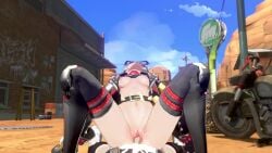 1boy 1girls animated burnice_white cowgirl_position cum cum_inside d-chan_69 dab_neko defeated_male female_focus flames flamethrower half-dressed half_naked hoyoverse invadernoodles moaning_in_pleasure outside_sex sunglasses tagme video wafflensfw zenless_zone_zero