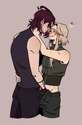 bear blonde-haired_male blonde_hair blush brown_hair freckles freckles_on_face freckles_on_shoulders gay gay_male hand_in_pants hand_on_hip icarus jack male male/male pale-skinned_male pale_skin romantic romantic_couple scar scar_across_eye scar_on_face scars scars_all_over scuffroi smile smiling stubble twink