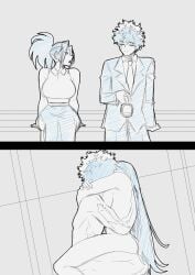 1boy 1girls boku_no_hero_academia breasts couple female green_bean izuku_midoriya large_breasts long_hair male momo_yaoyorozu my_hero_academia passionate passionate_sex sex sketch straddling straight straight_sex