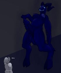 ambiguous_gender anoelotl anthro areola armor balls bared_teeth beckoning belly bent_legs big_balls big_penis blue_areola blue_body blue_eyes blue_horn blue_mouth blue_penis blue_skin bodily_fluids breasts claws dark_blue_skin digital_drawing_(artwork) digital_media_(artwork) digitigrade dungeons_and_dragons duo ellipsis genital_fluids genitals gesture glowing glowing_eyes glowing_mouth grin gynomorph hand_gesture hasbro headgear helmet hi_res hooves horn huge_balls huge_cock humanoid intersex knight leaking_precum leaned_back looking_down looking_up monster multi_eye nightwalker_(species) nipples penis pointing pointing_down precum presenting presenting_penis purple_precum shaded shadow_creature sharp_teeth simple_background size_difference smile smoke teeth teeth_showing text toothy_smile undead warrior wizards_of_the_coast