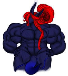 abs blue_penis hair hyper hyper_muscles male male_only muscular penis standing tapering_penis unknown_species waltz