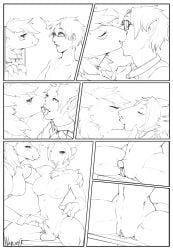 anthro bandai_namco bodily_fluids breast_grab breasts canid canine canis clitoral_fingering clitoris collar collar_only comic computer dexterthederg digimon digimon_(species) duo electronics eyewear female female/female fondling french_kissing gender_transformation genital_fluids genital_transformation genitals genitals_shrinking glasses gynomorph hand_on_breast hi_res human humanoid hybrid intersex intersex/female kissing male male/female mammal narusewolf nude penis penis_rubbing pussy rehinjart renamon saliva saliva_on_tongue saliva_string species_transformation squish surprised transformation transformation_through_kiss vaginal_fluids vulva