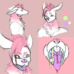 anthro candy_gore fur furry gore green_eyes kangaroo long_ears macropus mammal mane marsupial neck_tuft pastel strawberrycucumber tuft