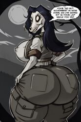 ai_art ai_generated big_ass caked_up caption dialogue female female_focus female_only huge_ass mal0 malo phizben scp-1471 scp-1471-a scp_foundation story wide_hips word_balloon