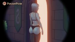 3d 3d_(artwork) 3d_model 3d_render 3dcg ass back_view fantasy harry_potter narcissa_malfoy panties telescope thighhighs underwear