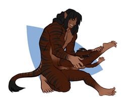 anthro big_dom_small_sub duo erection faint_(artist) feline female genderswap humanoid_penis larger_male male mammal muscular nude penetration penis pussy rule_63 selfcest sex size_difference straight vaginal_penetration