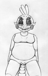 2016 animatronic anthro avian bird black_and_white blush breasts chica_(fnaf) chicken dildo featureless_breasts female five_nights_at_freddy's half-closed_eyes inkyfrog machine masturbation monochrome nude penetration pussy robot sex_toy simple_background slightly_chubby solo toying_self traditional_media_(artwork) vaginal_penetration vaginal_penetration video_games white_background