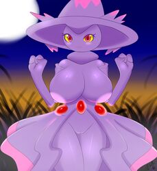 1girls big_breasts blush breasts dress female ghost mismagius nintendo pokemon pokemon_(species) pokemon_dppt pussy red_eyes sblueicecream video_games