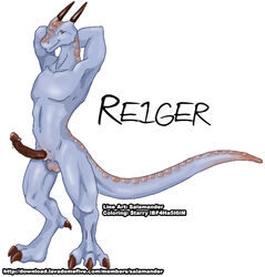 anthro balls collaboration colored dragon dripping erection male male_only penis reiger_(character) salamander_(artist) scalie solo starry