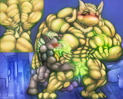 1boy ass big_breasts blush breast_expansion breastfeeding breasts caprine extreme_muscles female goat growth male mammal milk muscle_growth muscular nipples orgasm overflo207 plump_labia pussy size_difference smile stheno toriel transformation undertale