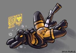 ambiguous_gender anthro cuff_(restraint) drone dronification edging forbiddenflrsh forced hi_res latex male male/male musk restraints sex_toy solo vibrator wand_vibrator