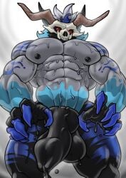 anthro balls canine canine_penis claws cock dick dripping furry goo_creature horn male male_only muscles muscular muscular_male penis skull slime solo solo_focus solo_male testicles trencalos