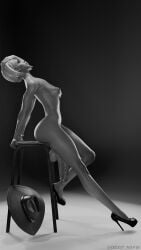 ashe_(overwatch) black_and_white flaccid futanari nyl_ashe overwatch overwatch_2 pose posing