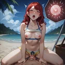 ai_generated beach beach_sex blush breeding cissnei cowgirl_position crisis_core_final_fantasy_vii cum_in_pussy drooling exhibitionism exposed_breasts exposed_pussy final_fantasy_vii horny impregnation lust moaning ovum panties_aside public_sex red_hair redhead risky_sex sex sperm_meets_ovum stable_diffusion thrusting unprotected_sex vacation