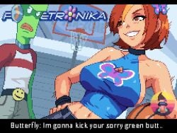 1boy 1girls 2d big_breasts breasts busty butterfly_(planetronika) female female_focus freestyle_(planetronika) hourglass_figure male neophite-byte planetronika red_hair tagme wide_hips
