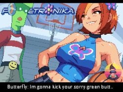 1boy 1girls 2d big_breasts breasts busty butterfly_(planetronika) female female_focus freestyle_(planetronika) hourglass_figure male neophite-byte planetronika red_hair tagme wide_hips