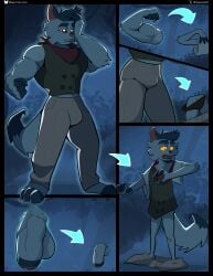 1boy anthro comic domestic_cat felid feline felis genitals genitals_shrinking hi_res jaypinho lackadaisy male male_only mammal muscle_loss muscles_shrinking muscular muscular_male nicodeme_savoy night penis penis_shrinking solo