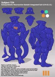 blue_body blue_eyes character_sheet engis_(trencalos) goo_creature male male_only markings muscles muscular muscular_male shark shark_tail slime solo solo_focus solo_male tail trencalos
