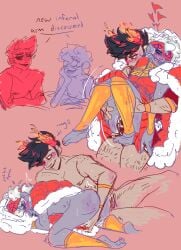 cuntboy cuntboy_on_cuntboy cuntboy_with_breasts depriviolent fingering_partner hades_(game) hypnos_(hades) intersex partially_clothed pegging strap-on transmasc zagreus zagreus_(hades)