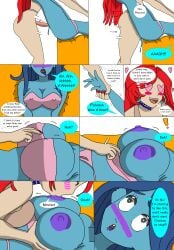 1futa 1girls big_penis blue_skin breast_grab breast_sucking breasts cervical_penetration chelsea_(ruby_gillman) chelsea_van_der_zee comics dialogue dreamworks duo english_text erection female futa_on_female futanari heart-shaped_pupils heart_eyes hearts_around_head hearts_in_eyes human humanoid intersex light-skinned_futa light_skin mating_press nipple_suck penis rolling_eyes ruby_gillman ruby_gillman,_teenage_kraken sex source_request speech_bubble text tongue tongue_out twilight_jester vaginal_penetration