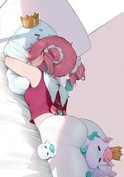 1girls ass ass_focus clothing female fully_clothed fully_clothed_female honkai:_star_rail hyacine_(honkai:_star_rail) little_ica mihoyo pink_hair plushie pony vincent_leo vinncy