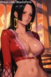 ai_generated beautiful beauty blush boa_hancock breasts clothing cute female female_only long_hair love maellepetite one_piece panties pose solo