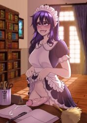 1futa 2d anasheya cum cumshot futa_only futanari intersex light-skinned_futanari light_skin maid maid_dress maid_uniform pale-skinned_futanari pale_skin penis solo vampire vampire_futa