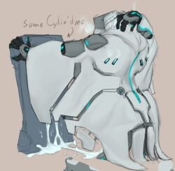 2_thumbs 3_fingers ancilla_(halo) anthro bodily_fluids clothing cum cum_on_ground cum_on_object cumshot cylix ejaculation fingers genital_fluids glowing glowing_markings hand_on_head hi_res hooded_cloak hooded_robe machine male markings messy robe robed robot solo solo_focus steam steaming_body steamy_breath verdrusk vx_(verdrusk)