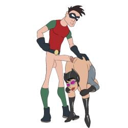1boy 1girls animated bambook batman_(series) catwoman dc dc_comics dick_grayson female flexible male male/female robin_(dc) robin_(dick_grayson) tagme