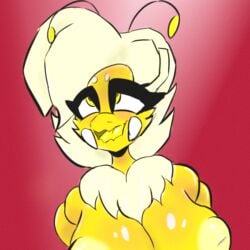 1980-love 1:1 absurd_res anthro arthropod bee big_breasts breasts female hi_res hymenopteran insects inverted_nipples nipples solo