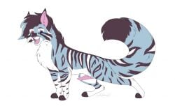 animal_genitalia animal_penis big_tail blue_body blue_fur cheek_tuft digital_drawing_(artwork) digital_media_(artwork) dipstick_tail domestic_cat erection facial_tuft fangs felid feline feline_genitalia feline_penis felis feral fluffy fluffy_tail fur genitals happy heterochromia male mammal markings mesha_(meshashiba) paws penile_spines penis quadruped sheath signature simple_background smile smiling_at_viewer solo standing stretching striped_body striped_fur stripes tail tail_markings teeth tongue tuft whiskers white_body white_fur whitecat