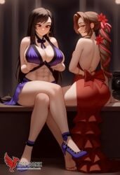 1boy 2girls 3d aerith_gainsborough ai_generated ass barefoot big_ass big_breasts blush bra couch dress erophoenix feet female female_focus final_fantasy final_fantasy_vii final_fantasy_vii_rebirth final_fantasy_vii_remake fucking_machine indoors jewelry large_breasts long_hair multiple_girls naked navel panties patreon_username purple_bra purple_panties red_bra red_eyes red_panties sitting small_breasts smile soles sweat sweating thick_thighs thighs tifa_lockhart underwear yuri yuri_with_male_audience