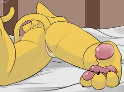 2017 3_toes anthro ass bed feet feline female fur furry katia_managan khajiit lying mammal mimicp nude prequel pussy the_elder_scrolls toes