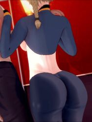 1boy 1girls 3d amane_suzuha animated ass ass_focus ass_smack braids breasts female gif huge_ass jacket jacket_partially_removed jiggle jiggling_ass koikatsu male rippling_ass round_ass round_butt self_upload smacking_ass spanked spanking spats steins;gate straight tight_clothing tits_out
