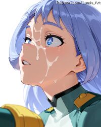 2025 ai_assisted ai_generated artist_name blue_eyes blue_hair blurry blurry_background blurry_foreground boku_no_hero_academia clothing cum cum_in_mouth cum_on_body cum_on_clothes cum_on_hair dark_skin depth_of_field face facial female female_only hadou_nejire high_quality high_res high_resolution highres lumis_art my_hero_academia nejire_hado patreon short_hair solo stable_diffusion suggestive_fluid watermark