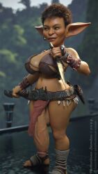 1futa 1futanari 3d baldur's_gate_3 belt black_claws bra brown_hair claws dagger daggers dnd dual_wielding dungeons_and_dragons ear_piercing earring fat_ass fat_butt fat_thighs futa_only futanari genitals goblin goblin_(baldur's_gate_3) goblin_ears goblin_futa hanging_cock hanging_penis hellacious_sundae huge_cock huge_penis humanoid humanoid_penis humanoid_pointy_ears intersex large_ass large_balls large_breasts large_butt large_testicles leather leather_bra leather_clothing loincloth orange_eyes orange_skin pointy_ears scabbard sharp_teeth short short_hair sluck tribal tribal_clothing tribal_futa veins_on_dick veiny_cock veiny_penis wrist_grab