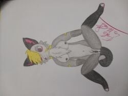 4:3 absurd_res anthro blonde_hair breasts canid canine curved_tail faustyboye female fox genitals hair heart_eyes heart_symbol hi_res looking_at_viewer mammal presenting presenting_pussy pubes pussy solo tail tomboy
