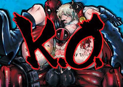 1boy crossover cum cum_everywhere dc dc_comics deadpool defeated female fucked_silly full_nelson full_nelson_anal game_over highres k.o. leotard leotard_aside marvel power_girl sonparesu