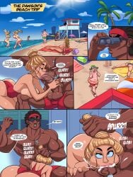 6_panel_comic :>= ahe_gao areolae ass background_character balls beach biceps big_breasts bimbo blonde_hair blowjob breasts breasts_out brown_eyes busty comic crossed_eyes cum_in_mouth cum_in_throat dark-skinned_male dark_skin deepthroat eyewear fellatio female frank_dawson gulp hair_pull handjob hi_res hourglass_figure human interracial john_coffe lauren_(naughtycomix) life_guard lifeguard light-skinned_female light_skin lilly_(naughtycomix) long_hair male naughtycomix nipples one-piece_swimsuit oral outdoors outside page_1 pale_skin pecs penis penis_grab public public_exposure public_indecency public_nudity public_sex puffed_cheeks pulling_hair raina_(naughtycomix) sean_(naughtycomix) sex speech_bubble stealth_fellatio stealth_sex sunglasses swallowing_cum swallowing_penis_while_deepthroat swimsuit testicles the_dowson's_beach_trip_(comic) tracy_(naughtycomix) wide_hips
