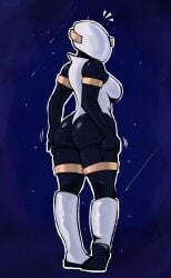 5_fingers absurd_res armor artificer_(risk_of_rain) ass big_breasts big_butt black_body black_skin bodysuit boots breasts clothing curvy_figure faceless female fingers footwear headgear helmet hi_res holding_butt humanoid looking_back machine oxtra risk_of_rain robot robot_humanoid shoes side_boob skinsuit thick_thighs tight_clothing white_bodysuit white_boots white_clothing white_footwear white_skinsuit wide_hips