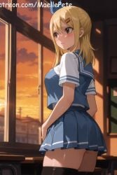 ai_generated beautiful beauty blush breasts cute fairy_tail female female_only long_hair love lucy_heartfilia maellepetite panties pose solo