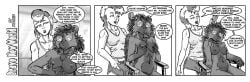 alice_dare barely_visible_genitalia barely_visible_pussy bottomwear brave_new_world_(style_wager) breasts brush chair chest_tuft cleavage clothed clothing dialogue duo ear_piercing english_text eyewear eyewear_only fur furniture genitals glasses glasses_only greyscale hair hairbrush hand_on_breast holding_brush holding_hairbrush holding_object human mammal monochrome multicolored_body multicolored_fur multicolored_hair navel nipple_piercing nipples nude piercing porcupine pussy rodent shirt shorts sitting standing style_wager tanya_quille text topwear tuft two_tone_body two_tone_fur wearing_glasses