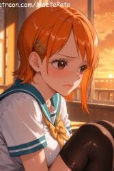 ai_generated beautiful beauty blush breasts clothing cute female female_only long_hair love maellepetite nami_(one_piece) one_piece pose solo
