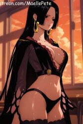 ai_generated beautiful beauty blush boa_hancock breasts clothing cute female female_only long_hair love maellepetite one_piece panties pose solo