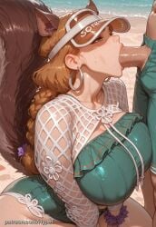ai_generated alternate_version_at_source animal_ears animal_tail ass beach big_ass big_breasts big_butt blowjob breasts chubby chubby_female fat_breasts female ginger ginger_female ginger_hair hypet marvel_rivals shiny shiny_skin squirrel_girl_(marvel) squirrel_girl_(marvel_rivals) squirrel_girl_(sunshine_squirrel) tagme thick thick_ass thick_legs thick_thighs thighs video_game_character wet wet_body