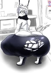 !! 1boy artist_signature ass back big_ass bottom_heavy commission femboy femboy_only feminine_male gay glasses hyper_ass large_ass male male_only massive_ass parkretura ripped_clothing roblox roblox_avatar robloxian scarf shiny_clothes solo solo_male squatting text thick_thighs topless topless_male white_hair white_skin